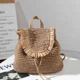 Weiyinxing straw woven backpack leisure tassel straw bag woven bag female ins with the same seaside vacation beach bag