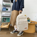 Weiyinxing Multi-Pocket Waterproof Nylon Student Backpack Fashion School Bags for Teenage Girls Large Ladies Casual Travel Rucksack