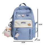 Weiyinxing Solid Color Nylon Women Backpack College Style Large Capacity Travel Rucksack School Bags for Teenage Girl Boys