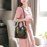 Weiyinxing English Letter Handbag Women PU Leather Tassel Top-handle Bag Luxury Shoulder Bag Large Capacity Lady Tote Design Purse