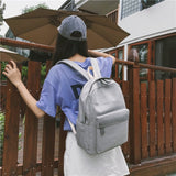 Weiyinxing Teenager Canvas Backpack Gril Boy Schoolbag Softback Solid Color Casual Soft Handle mochilas mujer Escolar rucksack