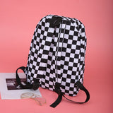 Weiyinxing New Port Wind Black and White Plaid Backpacks Casual Literature Shoulder Bag Simple Style Student Backpack Hand Bags