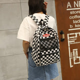 Weiyinxing New Port Wind Black and White Plaid Backpacks Casual Literature Shoulder Bag Simple Style Student Backpack Hand Bags