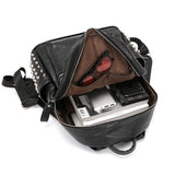 Weiyinxing rivets men backpack Large capacity Crocodile pattern man laptop backpack 15.6 Casual Travel bag pu leather Bagpack black