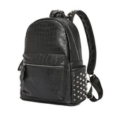 Weiyinxing rivets men backpack Large capacity Crocodile pattern man laptop backpack 15.6 Casual Travel bag pu leather Bagpack black