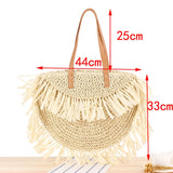 weiyinxing Round Tassel Women Straw Bag Designer Spike Paper Rattan Shoulder Bags Large Casual Handbags Summer Beach Woven Purses