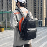 Weiyinxing rivets men backpack Large capacity Crocodile pattern man laptop backpack 15.6 Casual Travel bag pu leather Bagpack black