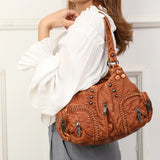 Weiyinxing Shoulder Bag Female Soft PU Leather Handle Bag Large Capacity Crossbody Bag Vintage Lady Handbag Casul Multicolor Pouch