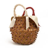 Weiyinxing Buy Summer Holiday Beach Bag with Pearl Ladies Woven Bucket Diamond Bag Designer Hot Handbags