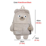 weiyinxing New Corduroy Cute Bear Women Backpack Female Embroidery Big Winter Schoolbag Multi-pocket Travel Bag for Teenage Girls