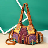 Weiyinxing Shoulder Bag Female Soft PU Leather Handle Bag Large Capacity Crossbody Bag Vintage Lady Handbag Casul Multicolor Pouch