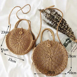 Weiyinxing Round Straw Bag Women Rattan Woven Shoulder Bag Handmade Bohemia Crossbody Bag Vacation Beach Bags Casual Straw Pouch sac