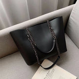 Weiyinxing PU Leather Tote Bag Women New Popular Chains Shoulder Bag Large Capacity Handbag Female Shopping Handle Bag Lady Purse