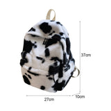 Weiyinxing Women Cow Print Backpack Multi-Pockets Shoulder Bags Winter Soft Plush Leopard Pattern Travel Bag Fluffy School Book Bag