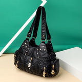 Weiyinxing Shoulder Bag Female Soft PU Leather Handle Bag Large Capacity Crossbody Bag Vintage Lady Handbag Casul Multicolor Pouch