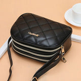 Weiyinxing Black Crossbody Bag Women PU Leather Plaid Shoulder Bag Luxury Messenger Bag Small Square Bag Shopping Lady Handbag bolso