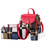 Weiyinxing Pcs Set Ladies HandBags Large Capacity Handbags Plaid Color Backpack For Female PU Leather Fashion Tote Shoulder Crossbody Bag