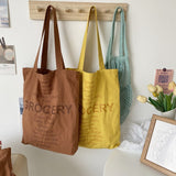 Weiyinxing Student Girls Thin Canvas Shoulder Bag Summer Women Travel Beach Handbag Large Capacity Ladies Cloth Grocery Shopping Bags