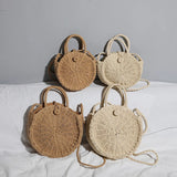 Weiyinxing Round Straw Bag Women Rattan Woven Shoulder Bag Handmade Bohemia Crossbody Bag Vacation Beach Bags Casual Straw Pouch sac