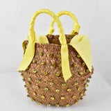 Weiyinxing Buy Summer Holiday Beach Bag with Pearl Ladies Woven Bucket Diamond Bag Designer Hot Handbags