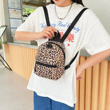 Weiyinxing Women Zebra Leopard Cow Print Backpacks Nylon Shoulder Bag Students High School Small Book Bag Female Mini Rucksack mochila