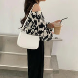 Weiyinxing Chains Underarm Bag For Women PU Leather Shoulder Bag Solid Color Bag Designer Lady Handbag Armpit Totes Bolsa