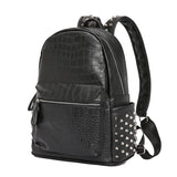 Weiyinxing rivets men backpack Large capacity Crocodile pattern man laptop backpack 15.6 Casual Travel bag pu leather Bagpack black