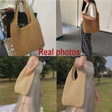 Weiyinxing Straw Bag Summer Handmade Beach Bag Large Capacity Shoulder Bag Vacation Rattan Totes Outdoors Seaside Handbag Bolsas
