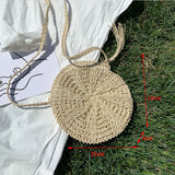 Weiyinxing Round Straw Shoulder Bag Women Large Capacity Handbag Handmade Weaven Beach Bags Fashion Rattan Handle Bag Vacation Tote