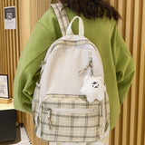 Weiyinxing Girl Lattice Travel School Bag Fashion Lady Kawaii Book Backpack Trendy College Cool Female Plaid Backpack Women Laptop Bag