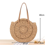 Weiyinxing Straw Beach Bag Vintage Handmade Woven Shoulder Bag Raffia circle Rattan bags Bohemian Summer Vacation Casual Bags