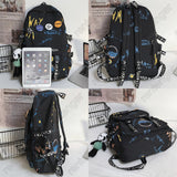Weiyinxing Women Men Graffiti Pattern Trendy Backpack Lady Travel Badge Backpack Harajuku Bag Female Male College Girl Boy Student Bag