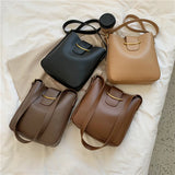 Weiyinxing Simple PU Leather Bucket Crossbody Bags for Women 2024 Luxury Designer Lady Shoulder bags Ladies Handbags 2 Pcs/set