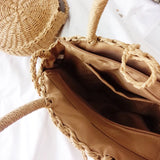 Weiyinxing Round Straw Bag Women Rattan Woven Shoulder Bag Handmade Bohemia Crossbody Bag Vacation Beach Bags Casual Straw Pouch sac