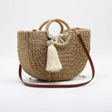 Weiyinxing Women's Accessories Bags Spring / Summer 2024 New Fashion Casual Round Handle Thick Papyrus Woven Shopping Bag
