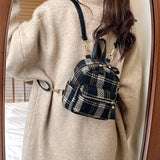 weiyinxing 2023 Winter Plaid Nylon Women Backpack New Korean Students Small Schoolbag Campus Stripe Style Fashion Girls Travel Bags