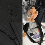 Weiyinxing Black Ladies Backpacks Kawaii Girl School Nylon Bag Teen College Student Female Backpack Waterproof Cute Women Bags Fashion