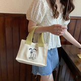 Weiyinxing Lunch Bag for Women Funny Cute Dog Cartoon Bentobreakfast Food Box Student All-match Tote Bag Portable Picnic Travel