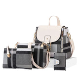 Weiyinxing Pcs Set Ladies HandBags Large Capacity Handbags Plaid Color Backpack For Female PU Leather Fashion Tote Shoulder Crossbody Bag