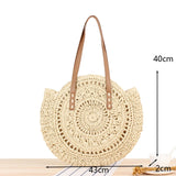 Weiyinxing Straw Beach Bag Vintage Handmade Woven Shoulder Bag Raffia circle Rattan bags Bohemian Summer Vacation Casual Bags