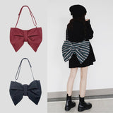 Weiyinxing Design Women Canvas Shoulder Bags Large Capacity Ladies Bowknot Crossbody Bags Portable Female Casual Tote Handbags