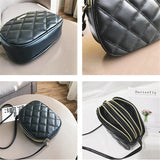 Weiyinxing Black Crossbody Bag Women PU Leather Plaid Shoulder Bag Luxury Messenger Bag Small Square Bag Shopping Lady Handbag bolso