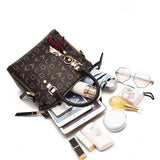 Weiyinxing English Letter Handbag Women PU Leather Tassel Top-handle Bag Luxury Shoulder Bag Large Capacity Lady Tote Design Purse