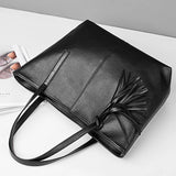 Weiyinxing Black Tote Bag Female PU Leather Shoulder Bag Large Capacity Handbag Fashion Solid Color Handle Bag Shopping Women's Tote