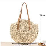 Weiyinxing Straw Beach Bag Vintage Handmade Woven Shoulder Bag Raffia circle Rattan bags Bohemian Summer Vacation Casual Bags