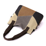 Weiyinxing Fashion Women's Bag Bump Color Canvas Bag Female Large Capacity Retro Collision Color Splicing Cloth Bag New One Shoulder Handbag