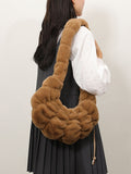 Weiyinxing Version Kosong Niujiao Plush Fold Cloud Bag Autumn And Winter New One-Shoulder Bag Women's Fashionable Plush Bag