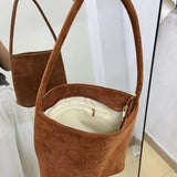 Weiyinxing New Korean Minority Fashion Commuter Bag Embroidered Velvet One-Shoulder Bag Bucket Bag Tote Handbag Leisure