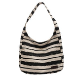 Weiyinxing New Single Shoulder Bag Women's Bag Fashion Versatile Simple Fashion Korean Version Large Capacity Striped Hand Canvas Bag