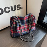 Weiyinxing New Autumn And Winter Style 2024 Vintage Tweed Plaid Tote Women's Bag Is A Wandering Bag, A Handbag Under The Armpit, An Oblique Straddle Bag.